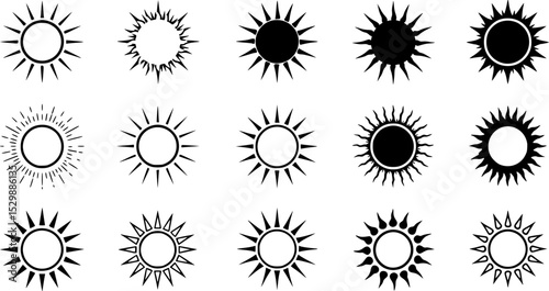 sun vector icon on white background.

