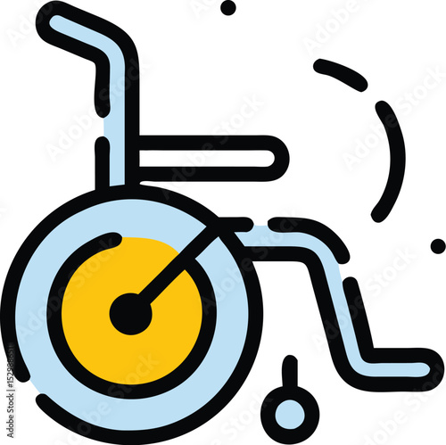 Minimalist wheelchair icon broken line style isolated on transparent background