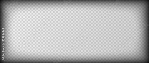 Black vignette background on transparent background. Design element for advertise, casino, photo, movie Soft light radial gradient vignette overlay. Vector illustration