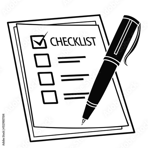 Checklist with Pen Illustration