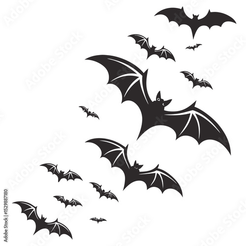 Flying Bats Silhouette Design