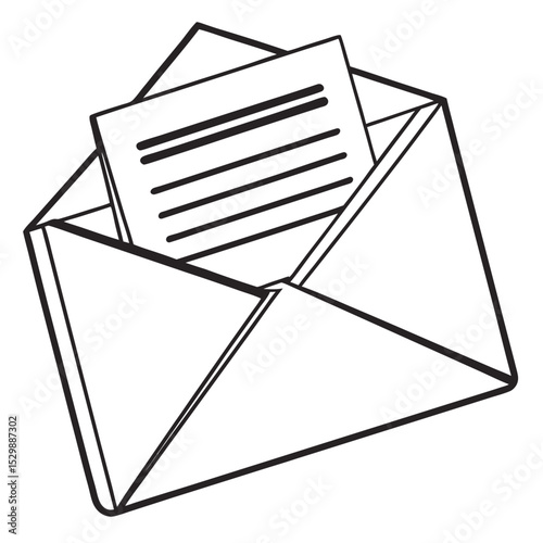 Open Envelope with Letter Inside Simple Illustration