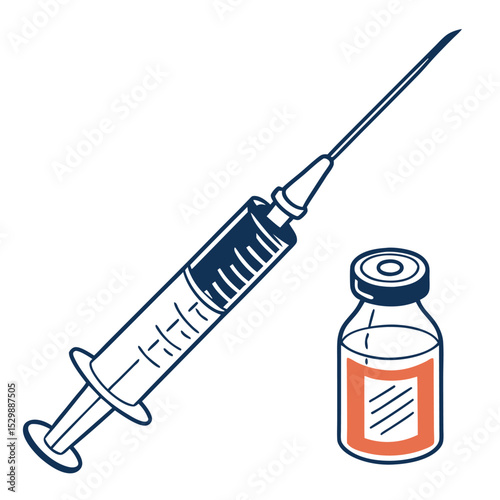 Syringe and Vaccine Vial Illustration