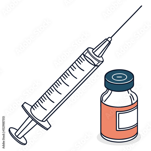 Syringe and Vaccine Vial Illustration