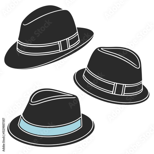 Three Different Styles of Classic Fedora Hats