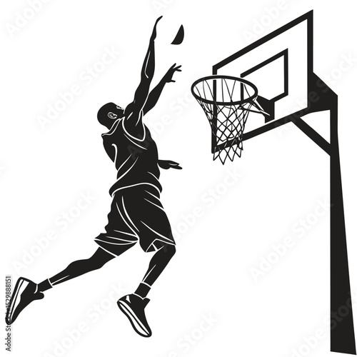 Silhouette of Basketball Player Shooting