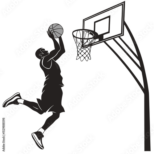 Silhouette of Basketball Player Shooting a Jump Shot