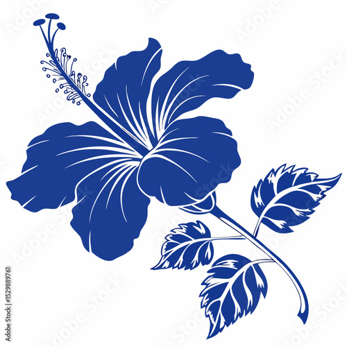 hand drawn blue hibiscus