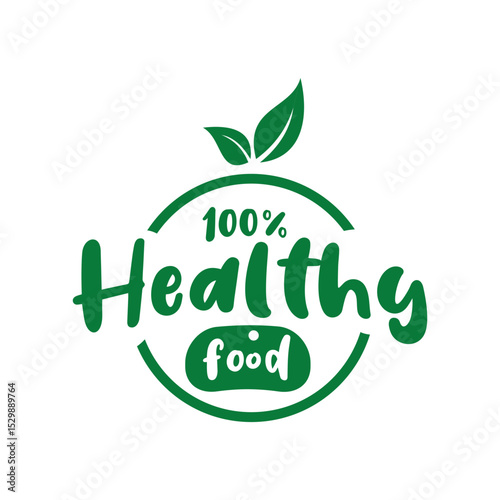 100% Healthy Icon Vector Logo