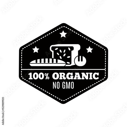 NO GMO Organic Certified Icon Vector Stamp