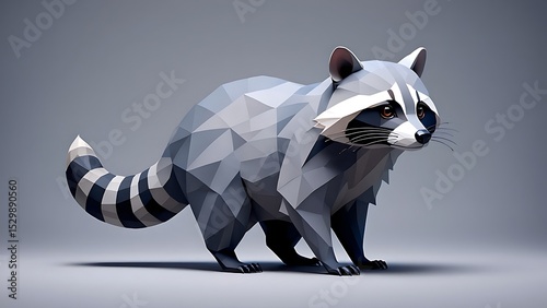 Low poly raccoon illustration digital art