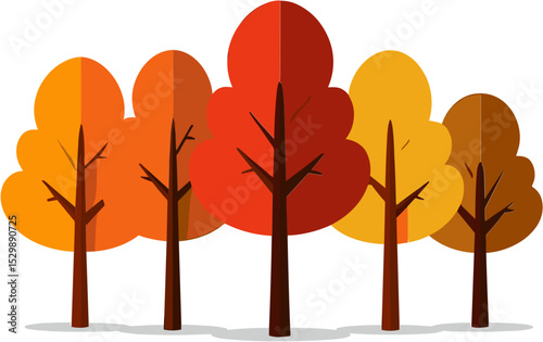 Colorful autumn trees with varying shades in a forest setting  