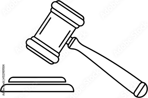 Outline of a judge's gavel on a sound block  