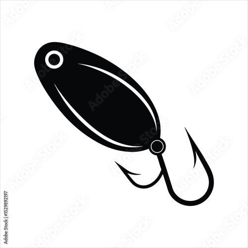 Fishing Bait Icon with Hook and Line Vector
