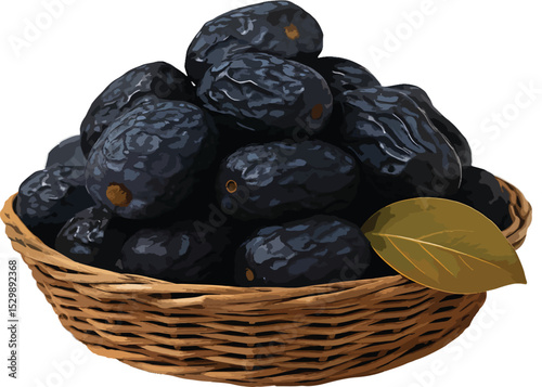 "Fresh Organic Dates in Woven Basket – Healthy Natural Snack"