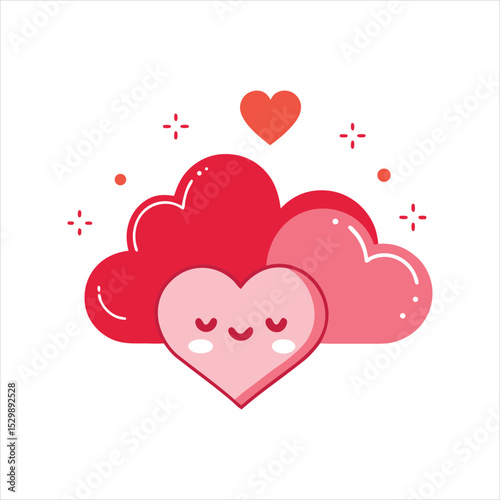 Heart Clouds Valentine Graphic Vector Art