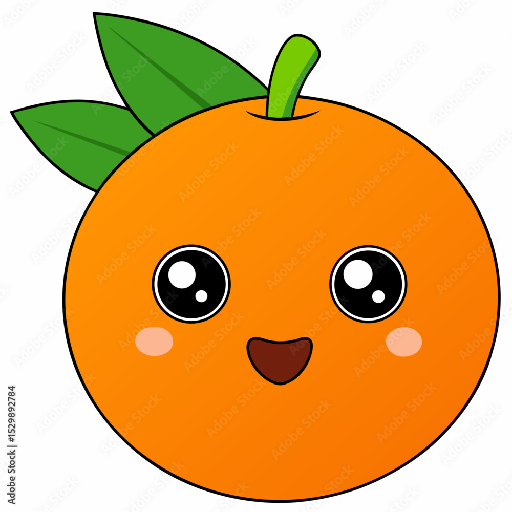 Cute cartoon orange with happy face illustration Cute cartoon orange with happy face illustration