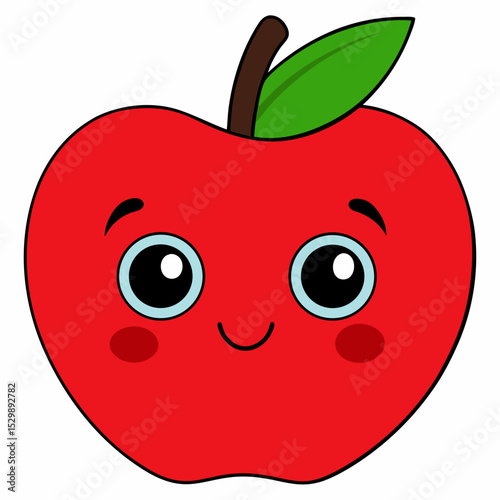 Cute cartoon red apple with happy face
