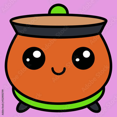 Cute cartoon orange cauldron halloween illustration