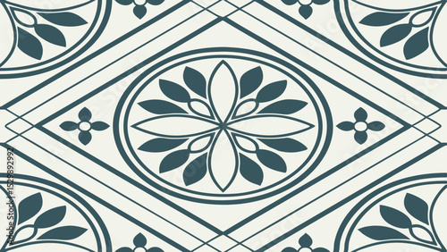 Seamless teal and white geometric tile pattern