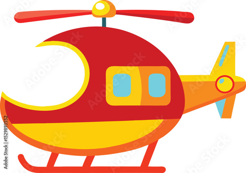 Red and Yellow Toy Helicopter Illustration Vector Design