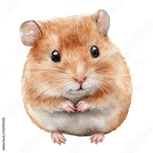 watercolor of Hamster Close Up, vector, isolated on a white background.