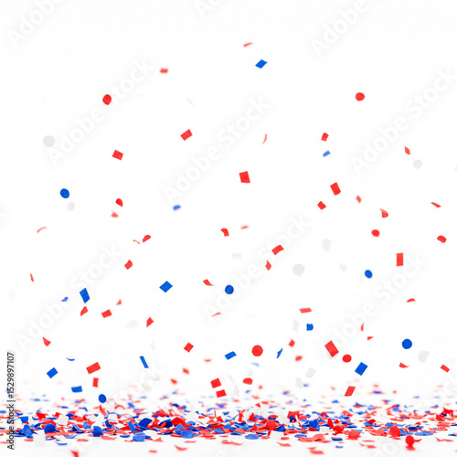 Red Blue White Confetti Falling | Independence Day Celebration