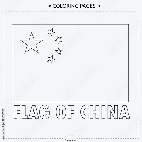 Flag Of China Vector Design,Coloring Pages for Kids, EPS File