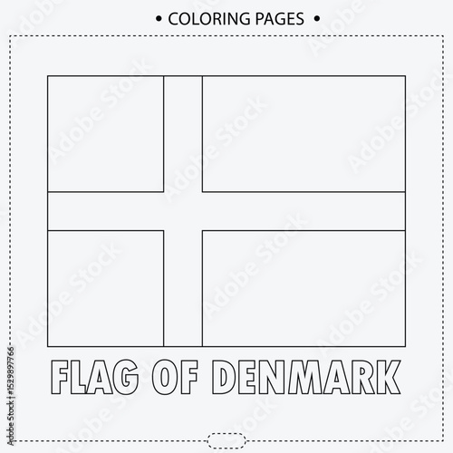 Flag Of Denmark Vector Design,Coloring Pages for Kids