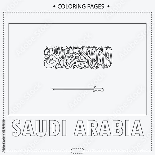 Saudi Arabia Flag Vector Design,Coloring Pages for Kids