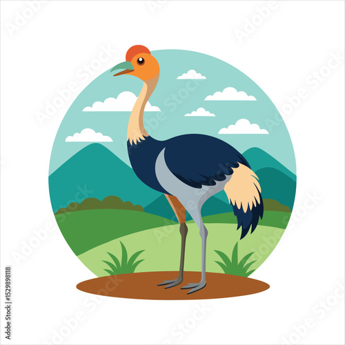 Struthio Camelus Male Bird Vector Design