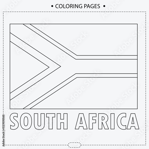 South Africa Flag Vector Design,Coloring Pages for Kids
