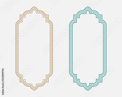 Islamic art frame templates botanical border covers editable text boxes for greeting cards and religious themes