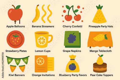 Festive fruit-themed party decorations and supplies