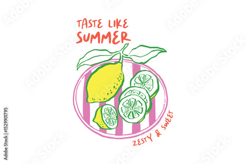 Taste Like Summer – Zesty & Sweet Lemons, Trendy  Hand drawn Lemon Summer Design
