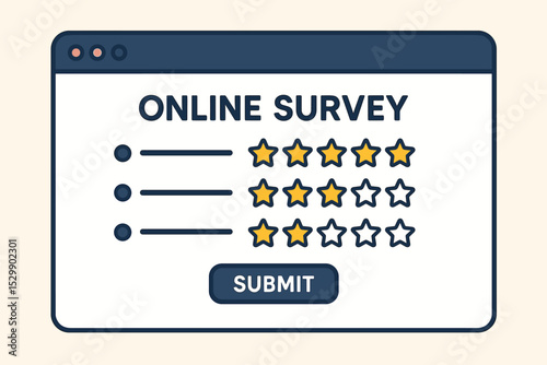 Online survey interface with star rating system and submit button