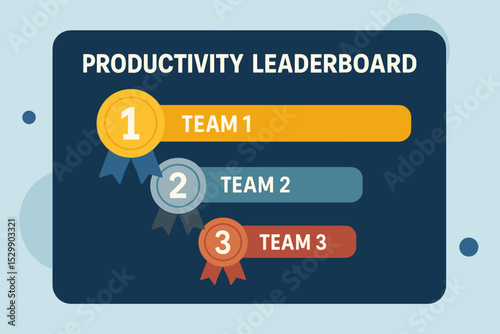 Productivity leaderboard displaying top three teams with ribbons