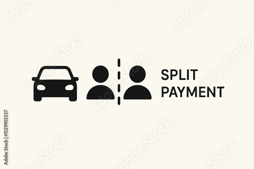 Carpool split payment icon with two figures and vehicle