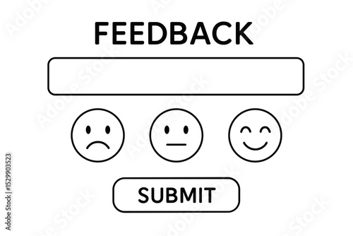 Feedback form with emoji ratings for user satisfaction and submission