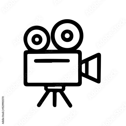 Retro film camera line icon vector illustration. Perfect for movie production, filmmaking, and cinema-related projects. Simple, bold design for easy recognition. Ideal for digital media.