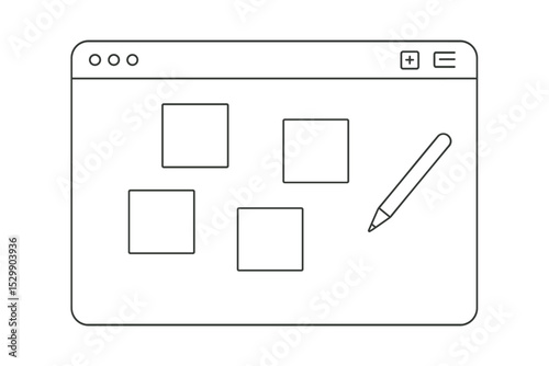 Abstract digital interface with grid and pencil icon on dark background