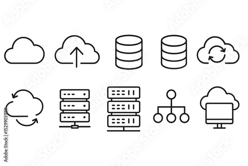 Cloud computing and data storage icon set