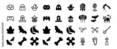 Halloween Icon Set: A Collection of 48 Spooky and Festive Icons