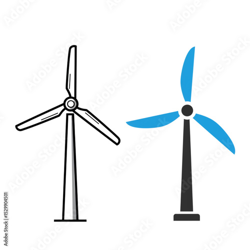 Clean Energy Wind Turbine Icons Renewable Power Source Design Elements for Branding and Logos