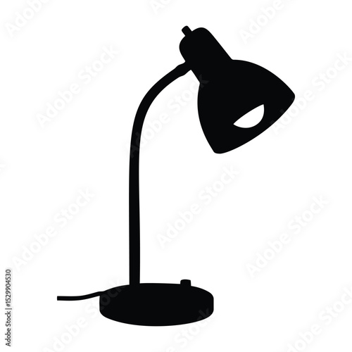 Desk lamp silhouette in black, representing illumination for workspaces, studies, or home offices, emphasizing focus and productivity