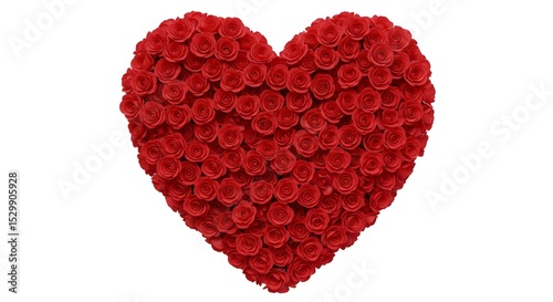 Red Rose Heart Isolated on White Background Expressing Love Romance Perfect for Valentine's Day or Wedding Design Element