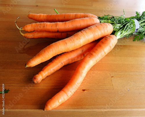Bunch of fresh carrots on the table