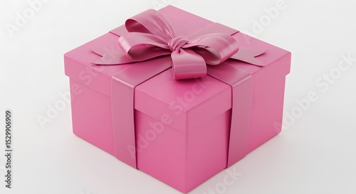 Pink Gift Box with Bow Isolated on White Background Representing Celebration Festivity and Bestowing Good Cheer and Affection for Special Occasions