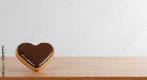 Heart-shaped Chocolate Cookie Isolated on White Background Love and Sweetness Symbolizes Romance Passion and Joy Delicious Dessert Holiday Theme or Valentine's Day Present