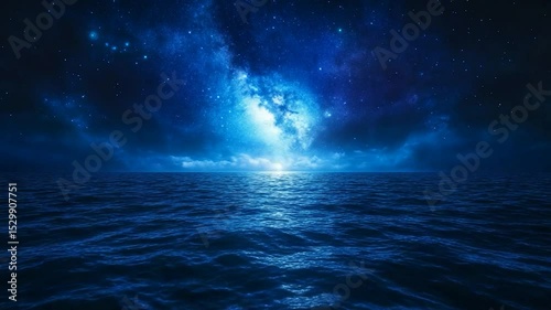 Celestial Ocean: A Nighttime Seascape Under a Starry Sky